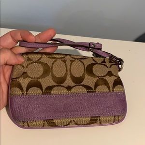 Coach purple & canvas wristlet